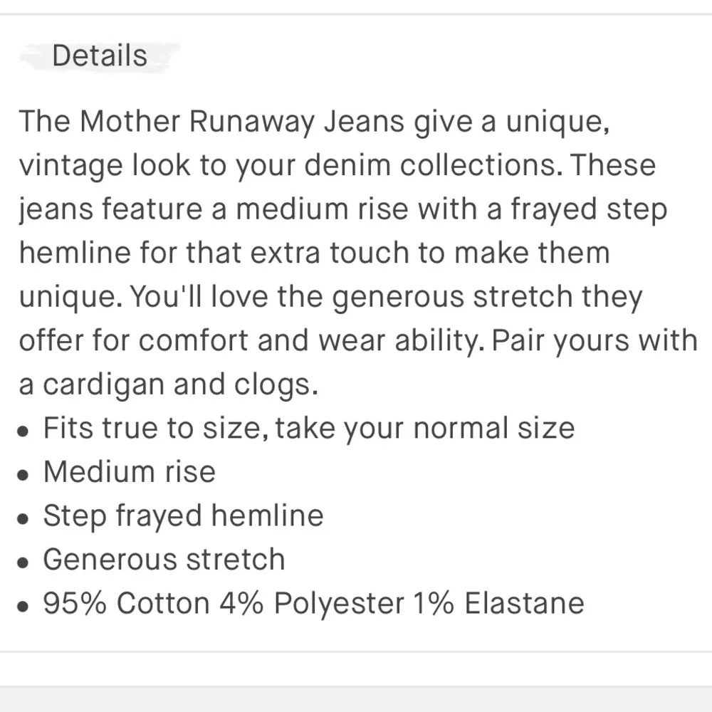 NWT MOTHER The Runaway Step Fray Kiss and Make Up size 34 - Picture 4 of 16
